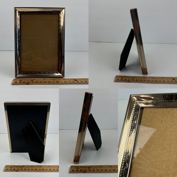 Vtg‎ Lot Tabletop Gold Metal Picture Photo Frames BiFold Hinged Easel Back READ - Picture 5 of 11
